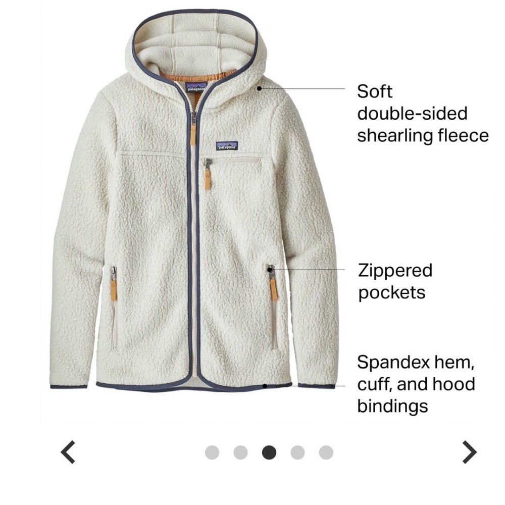 Patagonia Retro Pile Hooded Fleece Jacket Women M Blue Full Zip Hiking Camp Gorp - Picture 10 of 10